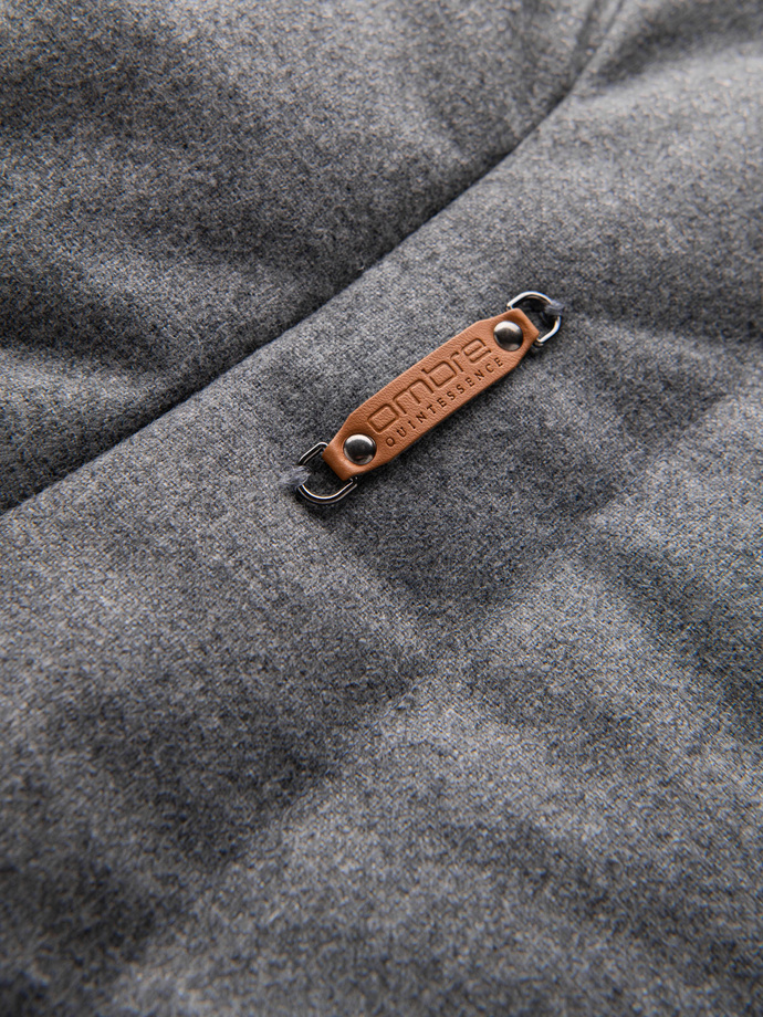 Men's quilted wool sleeveless jacket - grey melange V1 OM-JAVJ-0200