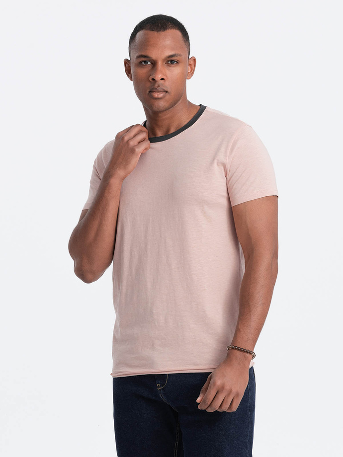 Tricou bărbătesc cu finisaj brut - roz V5 OM-TSCT-22SS-004