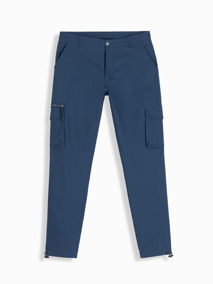 Men's cargo pants STRAIGHT LEG with triangle pins on pocket - dark blue V4 OM-PACG-0196