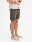 Men's knit shorts with rolled up legs - olive V5 OM-SRCS-0170