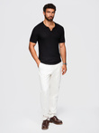 Men's knitted unbuttoned polo shirt - black V3 OM-POSS-0157