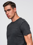 Tricou pentru bărbați cu efect de spălare - negru V1 OM-TSWT-0116