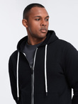 Men's sweatshirt set unbuttoned sweatshirt + jogger pants - black V5 Z82