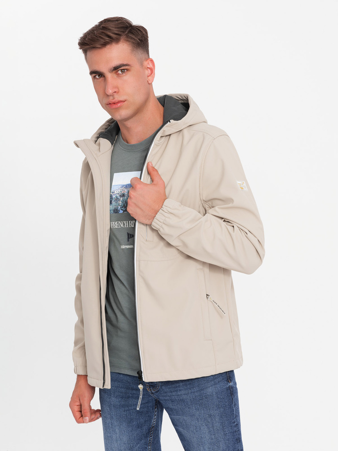 Jachetă bărbătească SOFTSHELL cu centru din fleece - nisip V4 OM-JANP-0137