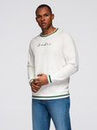 Men's sweatshirt with raglan sleeves and contrasting details - white V2 OM-SSNZ-0244
