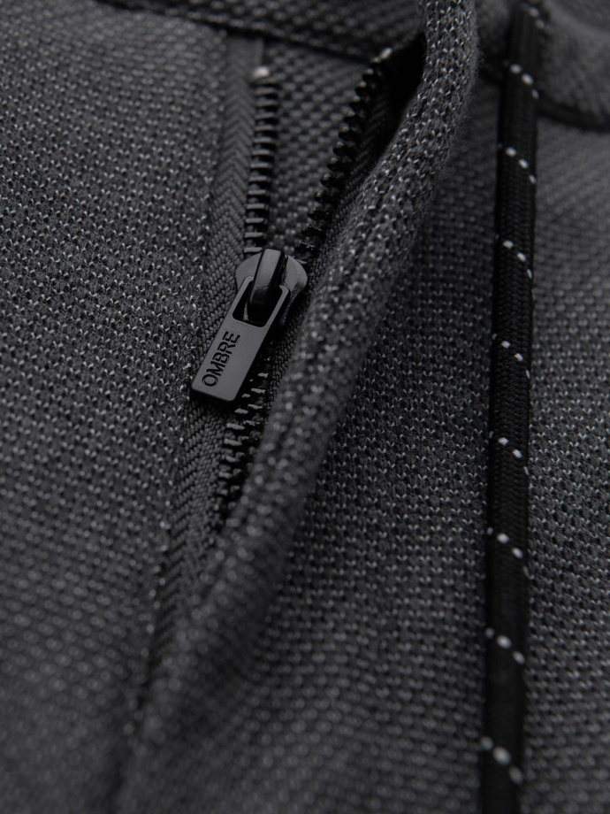 Pantaloni bărbătești tricotați cu talie elastică - gri închis V2 OM-PACP-0116