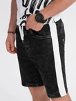 Pantaloni scurti din denim barbati - negru W363