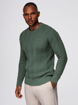 Men's knit sweater with zigzag weave - faded green V2 OM-SWSW-0147
