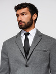 Men's knitted jacket with a fitted cut - graphite V1 OM-BLZB-0100