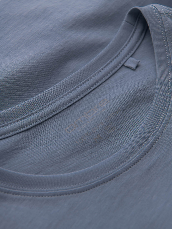 Tricou clasic din bumbac pentru bărbați BASIC - albastru închis V18 OM-TSBS-0146