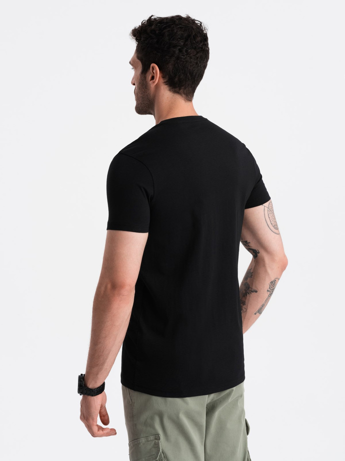 Men's motorcycle style printed t-shirt - black V1 OM-TSPT-0125