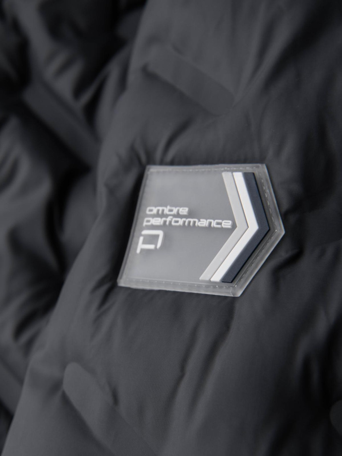 Jachetă matlasată pentru bărbați cu glugă detașabilă - grafit și alb V3 OM-JALP-0206