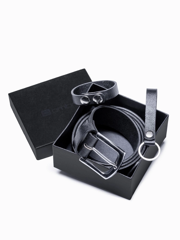 Men's leather accessories set - black A654