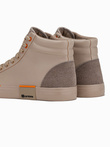 Men's high classic sneakers with quilted upper - beige and orange V6 OM-FOTH-0127