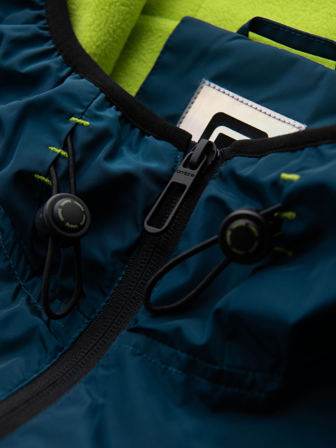 Pánska športová bunda s reflexnými prvkami - tyrkysová a limetkovo zelená V1 OM-JANP-0105