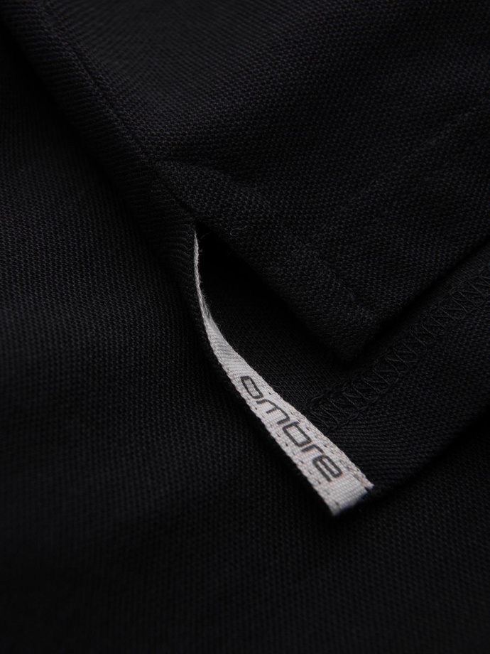 BASIC tricou polo pentru bărbați, tricou piqué monocolor - negru V1 OM-POBS-0100