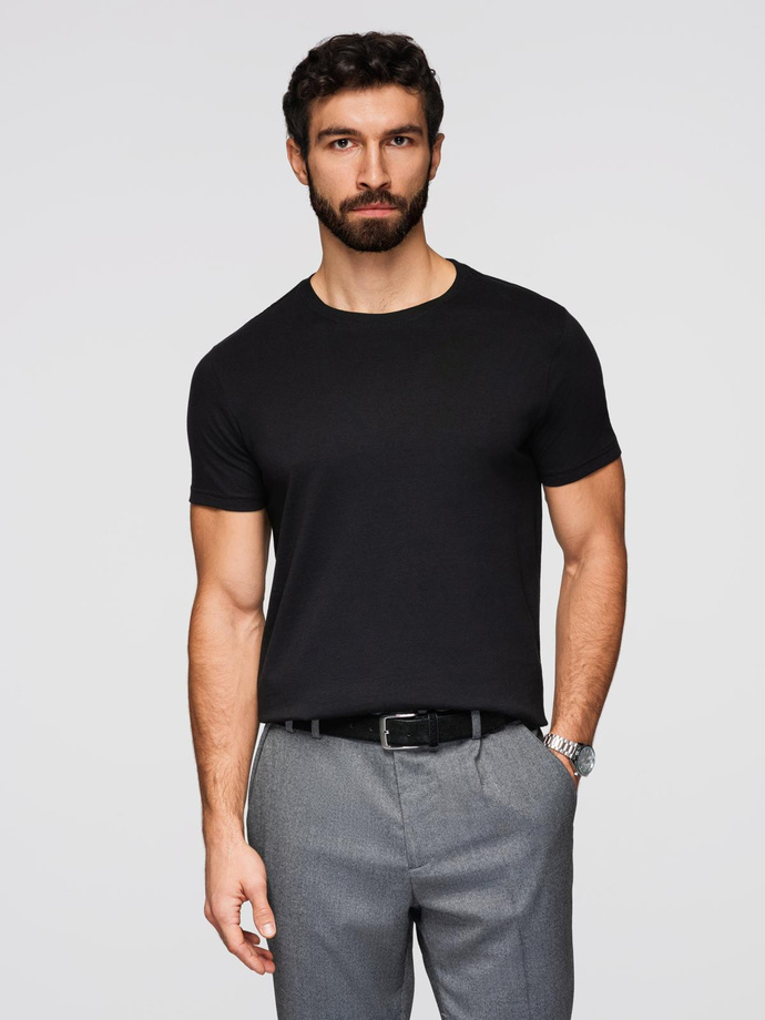 Classic BASIC men's cotton T-shirt - black V1 OM-TSBS-0236