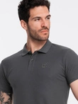 BASIC men's single color pique knit polo shirt - graphite V3 OM-POBS-0100