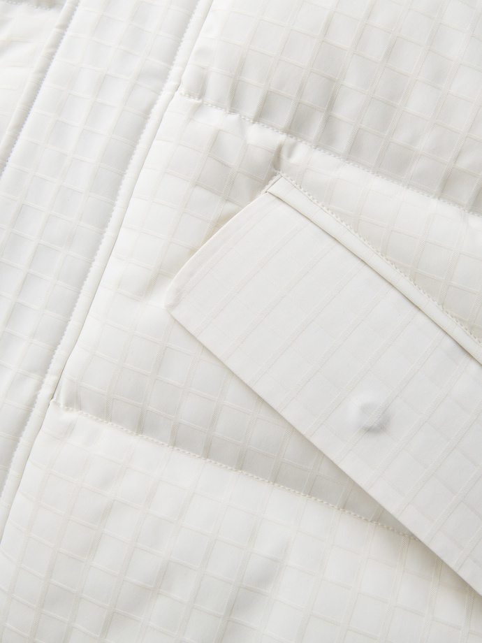 Lauko ilga vyriška striukė su kapišonu - balta V1 OM-JALJ-0201