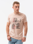 Tricou cu imprimeu pentru barbati V-18B- roz S1434