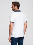 Men's polo shirt with colorful accents - white V2 OM-POSS-0105