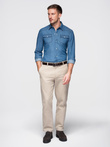 Men's snap denim shirt with pockets - blue V2 OM-SHDS-0210