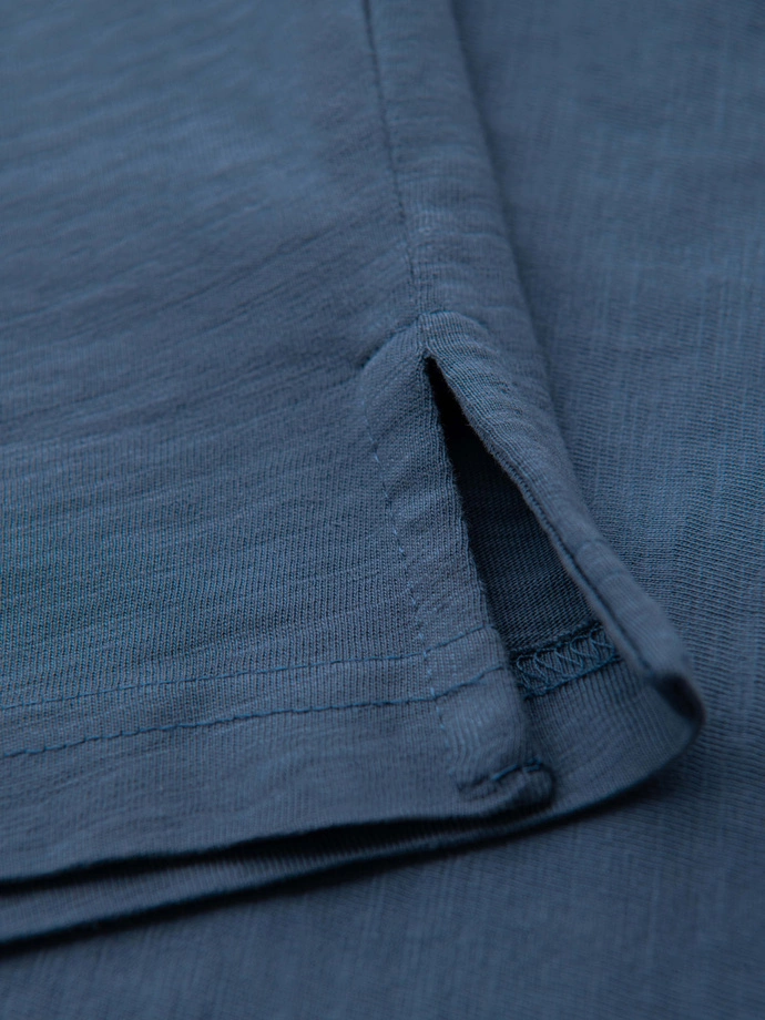 Men's polo t-shirt with decorative buttons - dark blue V8 S1744