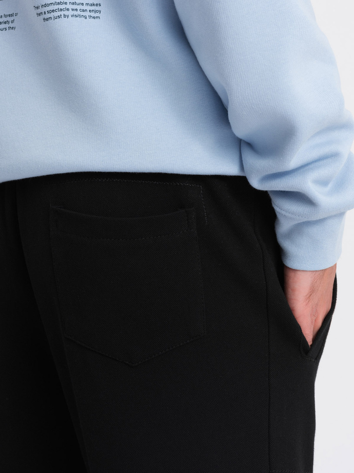 Pantaloni de trening bărbătești CARROT din tricot structurat - negru V8 OM-PASK-0143