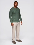 Men's knit sweater with zigzag weave - faded green V2 OM-SWSW-0147