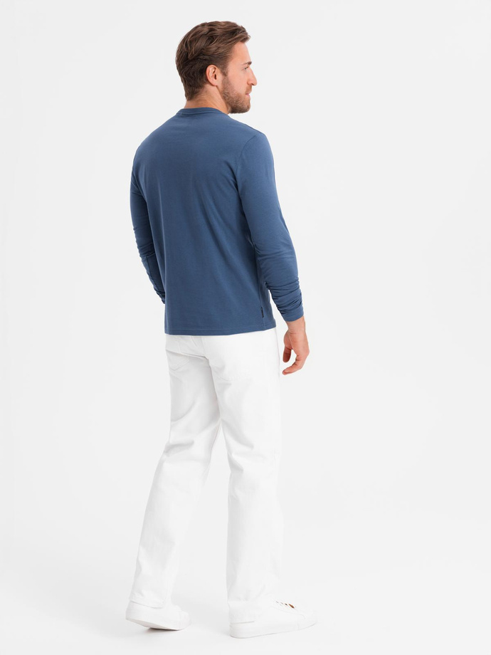 Pánske tričko s potlačou v kolektívnom štýle - modré V2 OM-LSPT-0117