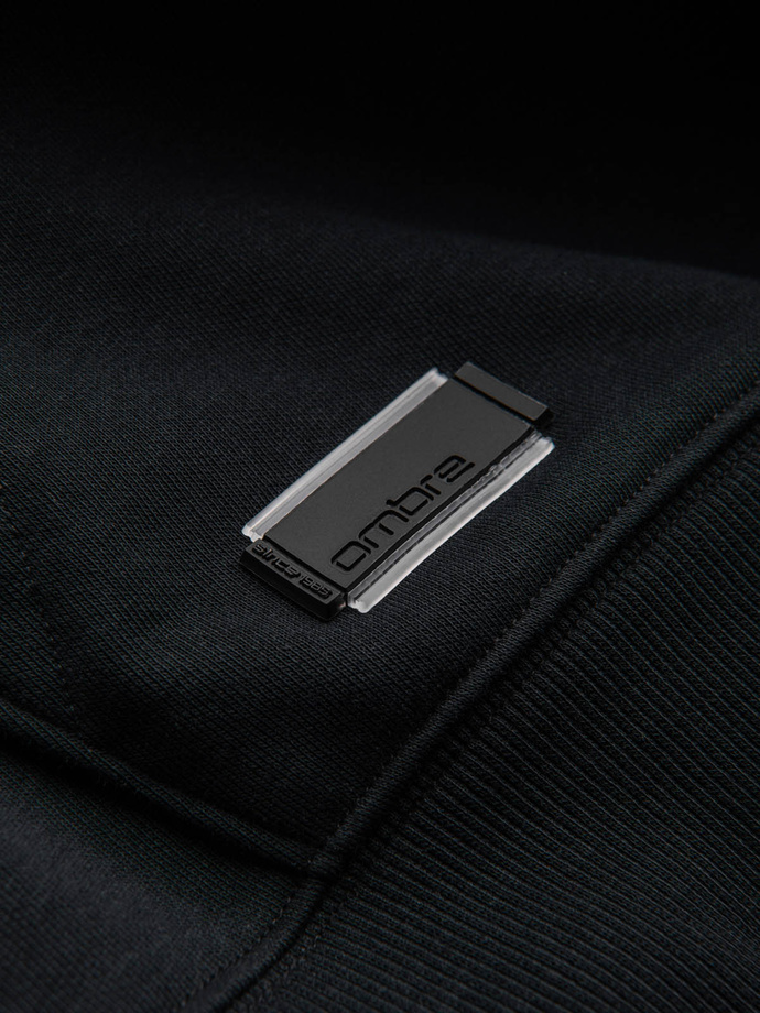 Hanorac cu glugă din bumbac BASIC pentru bărbați - negru V9 OM-SSBN-0161