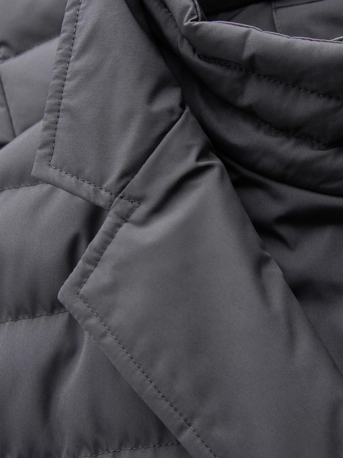 Men's quilted jacket with jacket cut - graphite V2 OM-JALP-0188