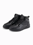 Men's high boots sneakers with shiny elements - black V1 OM-FOSH-0178