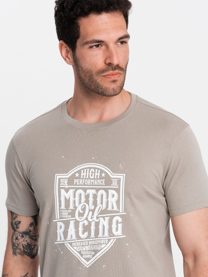 Tricou bărbătesc imprimat stil motocicletă - cenușă V3 OM-TSPT-0125