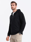Men's unbuttoned hooded sweatshirt - black V5 OM-SSZP-0124