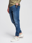 Pantaloni JOGGERS din denim cu efect de spălare pentru bărbați - albastru V2 OM-PADJ-0267