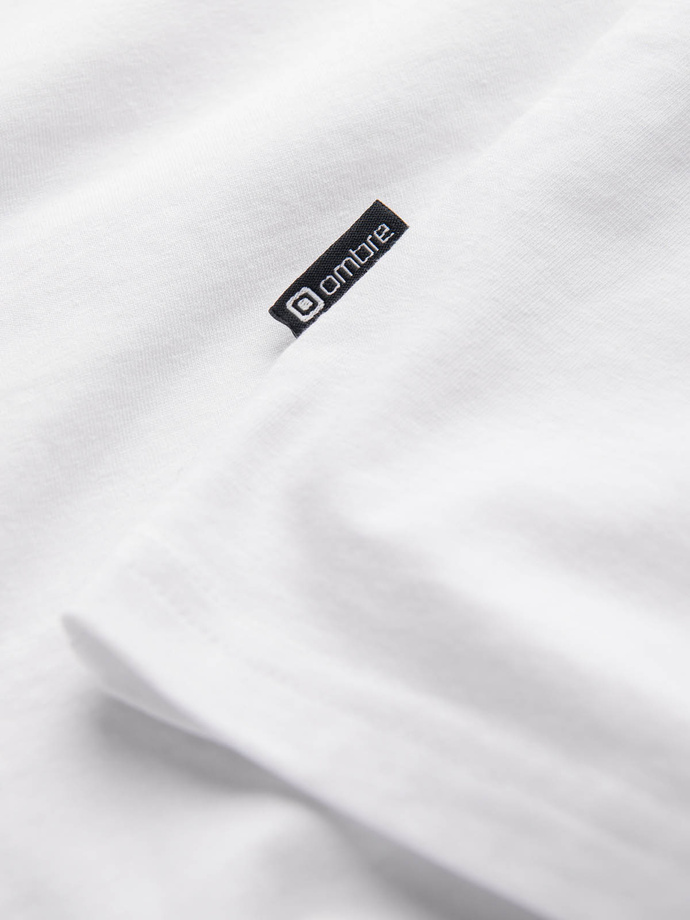 Vyriški V-NECK marškinėliai su elastanu - balti V1 OM-TSCT-0106