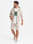 Men's sweatshirt set unbuttoned sweatshirt + shorts - ash V1 Z76
