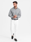 Vyriški REGULAR FIT marškinėliai su kišenėmis - pilki melanžiniai V3 OM-SHCS-0148