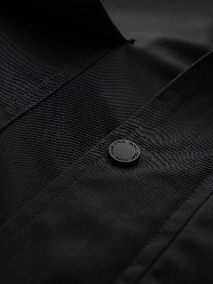 Men's lightweight jacket with high collar and pockets - black V1 OM-JALP-0167