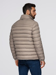 Men's quilted jacket with two fasteners - dark beige V4 OM-JALP-0231