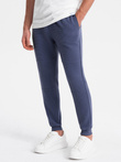 Men's ottoman fabric sweatpants - dark blue V2 OM-PASK-0129