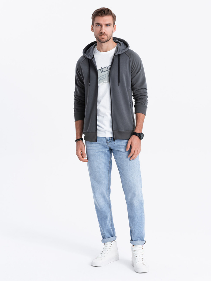 Pánska mikina na zips s kapucňou - graphite V2 OM-SSZP-0124