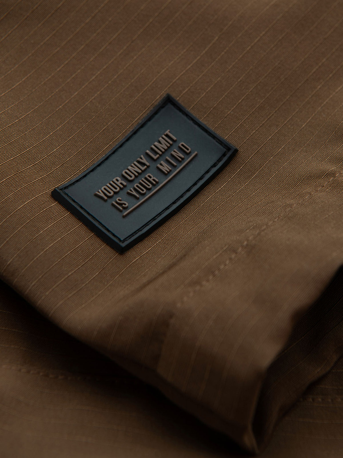 Pánská lehká bunda s kapucí proti bouři - hnědá V2 OM-JANP-0191