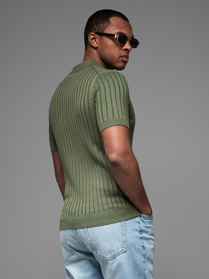 Tricou polo pentru bărbați cu guler cu fermoar - alb V1 OM-POSS-0132 