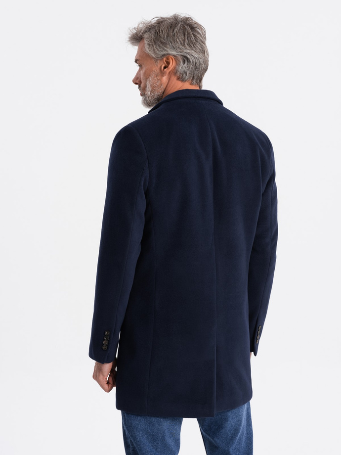 Men's classic single-breasted coat - navy blue V1 C432