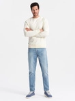 BASIC men's non-stretch cotton sweatshirt - cream V5 OM-SSBN-0159