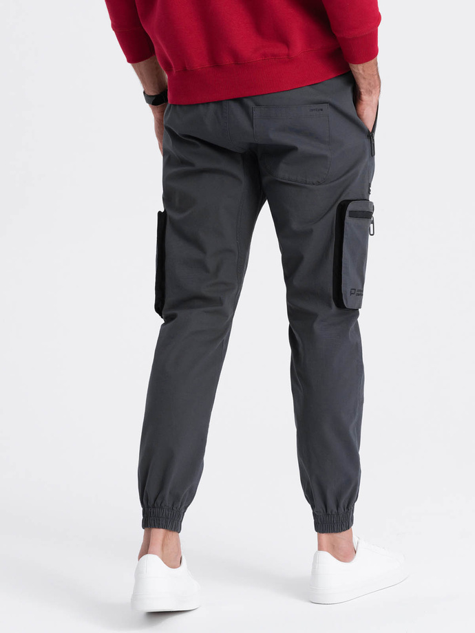 Men's JOGGER pants with stand-off and zippered cargo pockets - graphite V6 OM-PAJO-0135