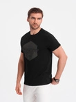 Men's geometric and logo printed cotton t-shirt - black V2 OM-TSPT-0141