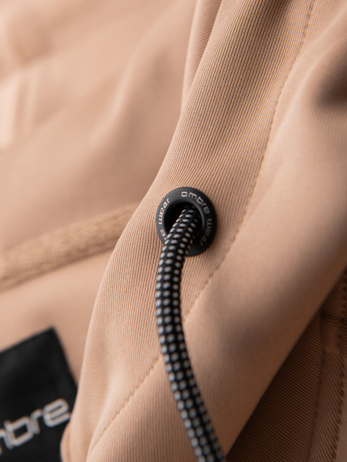 Pánská rozepínací mikina s kapucí a lemováním - béžová V4 OM-SSZP-0210